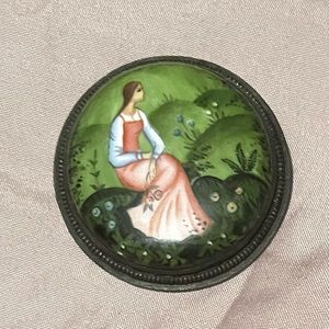 Vintage Hand Painted Pin Brooch